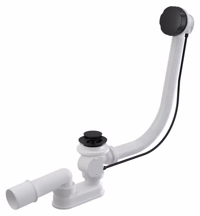 Sifone per vasca da bagno Alcadrain (Alcaplast) automatico completo, nero opaco A55BLACK-80
