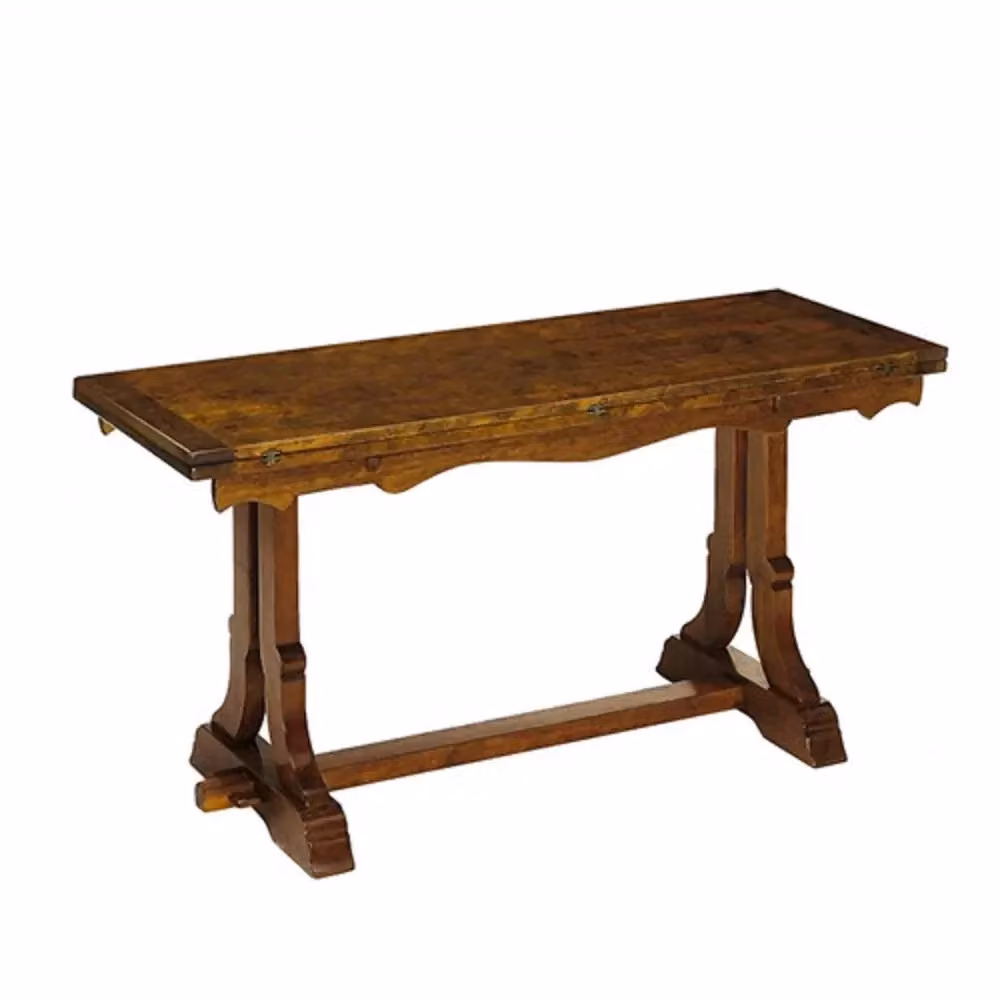 Tavolo rustico a libro in legno massello di noce marrone Mobili 2G L: 180 cm, P: 60 cm, H: 78 cm