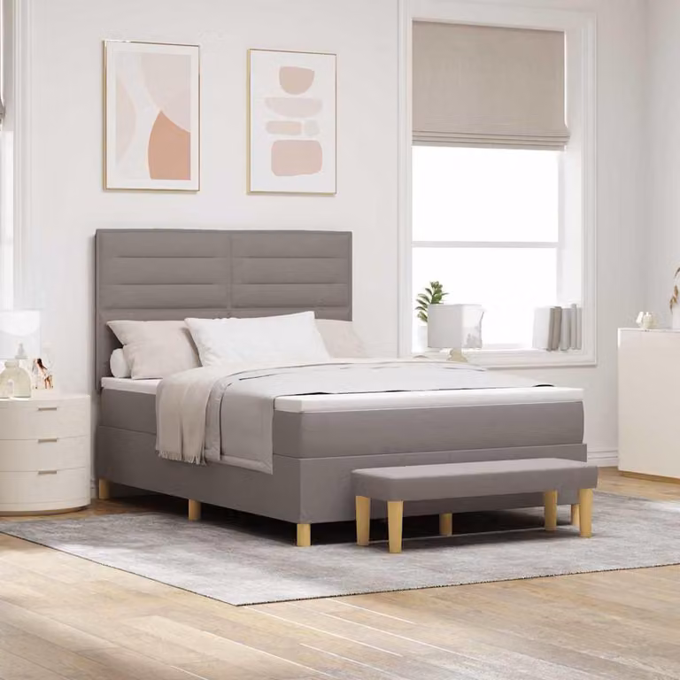 Maison Exclusive - Letto boxspring con testiera color taupe 190 x 140 cm in tessuto