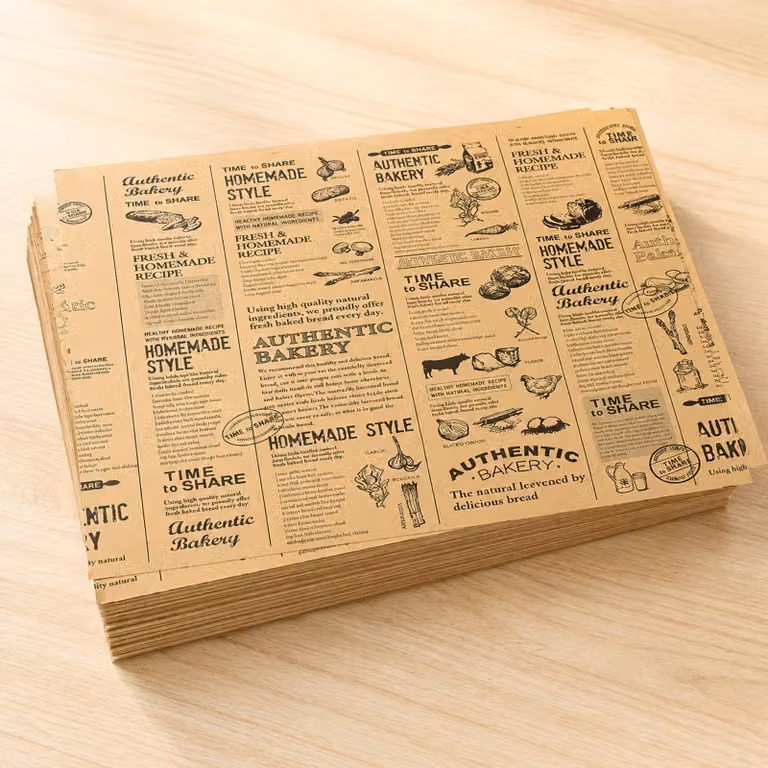 Carta per alimenti monouso, 100 fogli, 38x28 cm, color marrone
