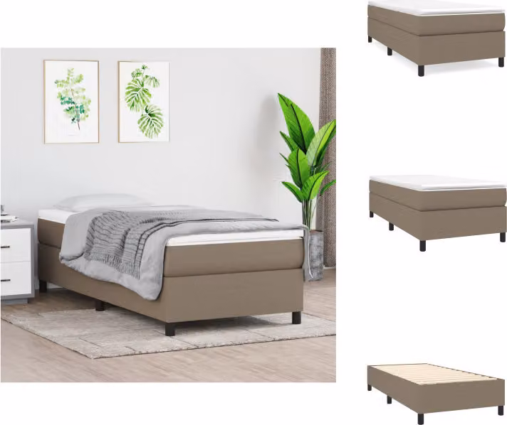 vidaXL Letto a molle con materasso Taupe 90x200 cm in tessuto - Letti e strutture letto