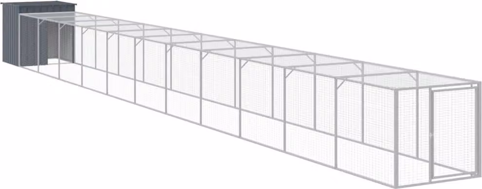 Pollaio con Area Corsa Antracite 110x1221x110cm Acciaio Zincato