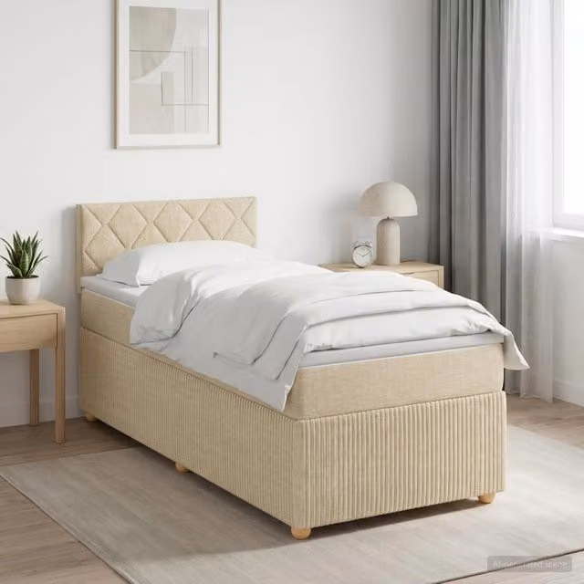Letto box spring ibrido vidaXL con materasso a molle insacchettate e base contenitore, colore beige e bianco, L/P: 200 x 100 cm