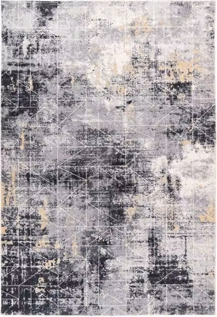 Tappeto geometrico moderno Ilena di Kendra Home, grigio antracite e beige, rettangolare – 1