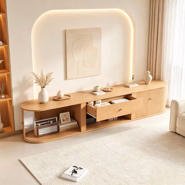 Mobile TV Minimal Rovere con cassetto per TV fino a 75 pollici, L/P/H: 180 x 40 x 40 cm – 1