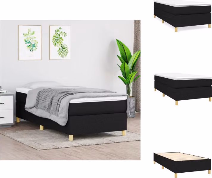 vidaXL Box spring letto nero 100x200 cm tessuto - Letti e strutture letto