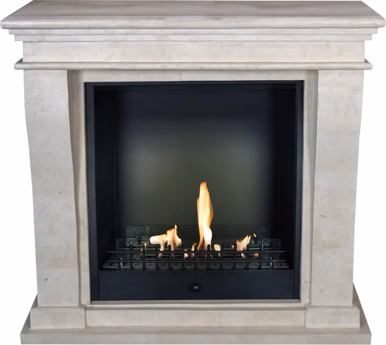Caminetto a etanolo Xaralyn - Kreta-Mini BCL-SWP - pietra naturale levigata bianca - riscaldamento a 3 kW - caminetto da incasso incluso - caminetto decorativo
