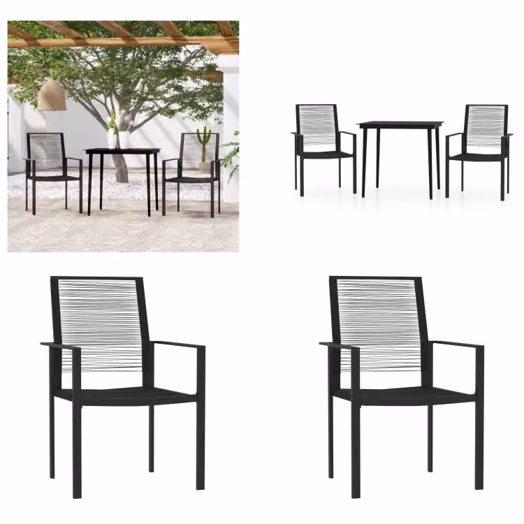 vidaXL Set da pranzo da giardino 3 pezzi nero - Set da pranzo da giardino - Set da pranzo da esterno - Set da pranzo da patio