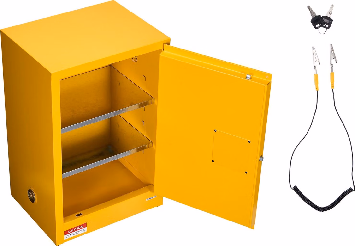 SucceBuy Armadio per estintori per materiali infiammabili (49,21 L) con ripiano regolabile, armadio di protezione in acciaio laminato a freddo e zincato, armadio giallo per materiali pericolosi