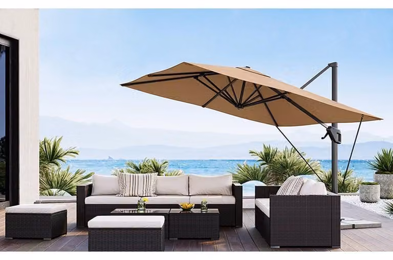 Ombrellone – Ombrellone girevole a 360° per giardino o balcone, con protezione UV 50+