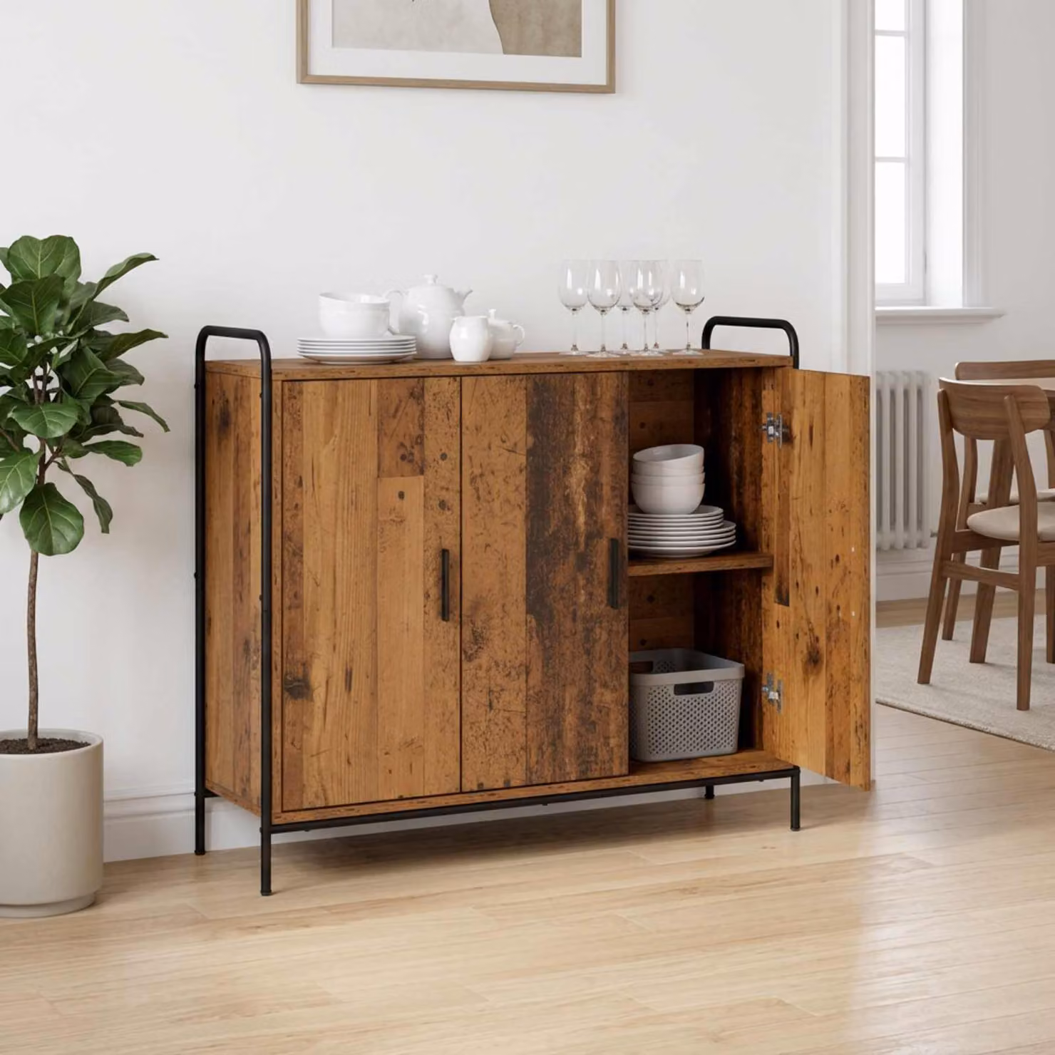 Credenza vidaXL in legno antico marrone per soggiorno e sala da pranzo L: 97 cm, P: 33 cm, H: 81 cm