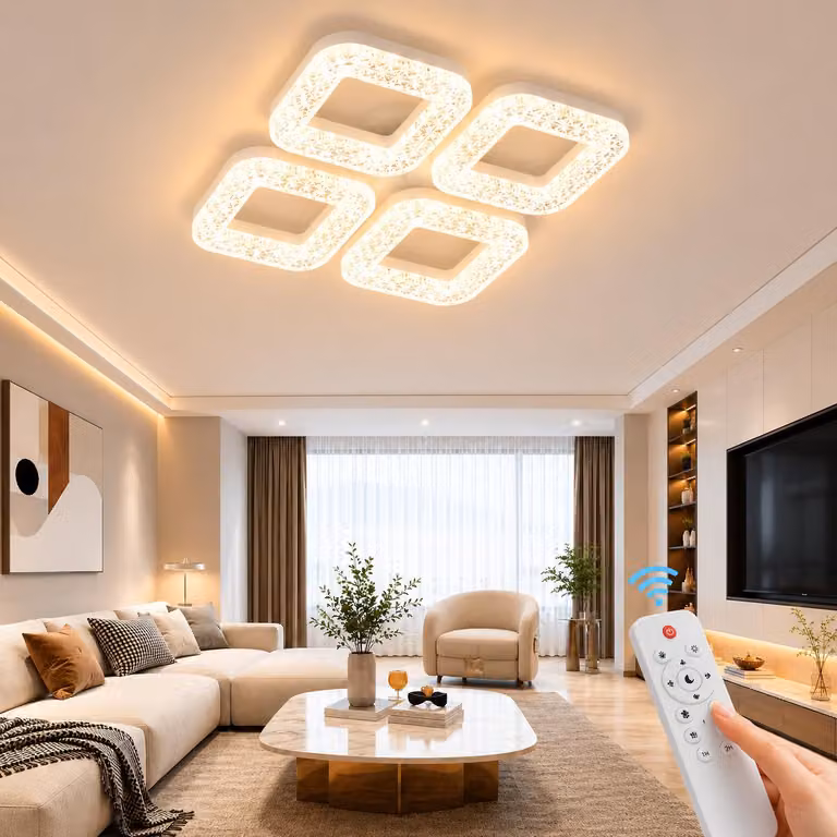 Ventilatore a soffitto con illuminazione LED, colore della luce regolabile, bianco, con telecomando, modello CXF-320