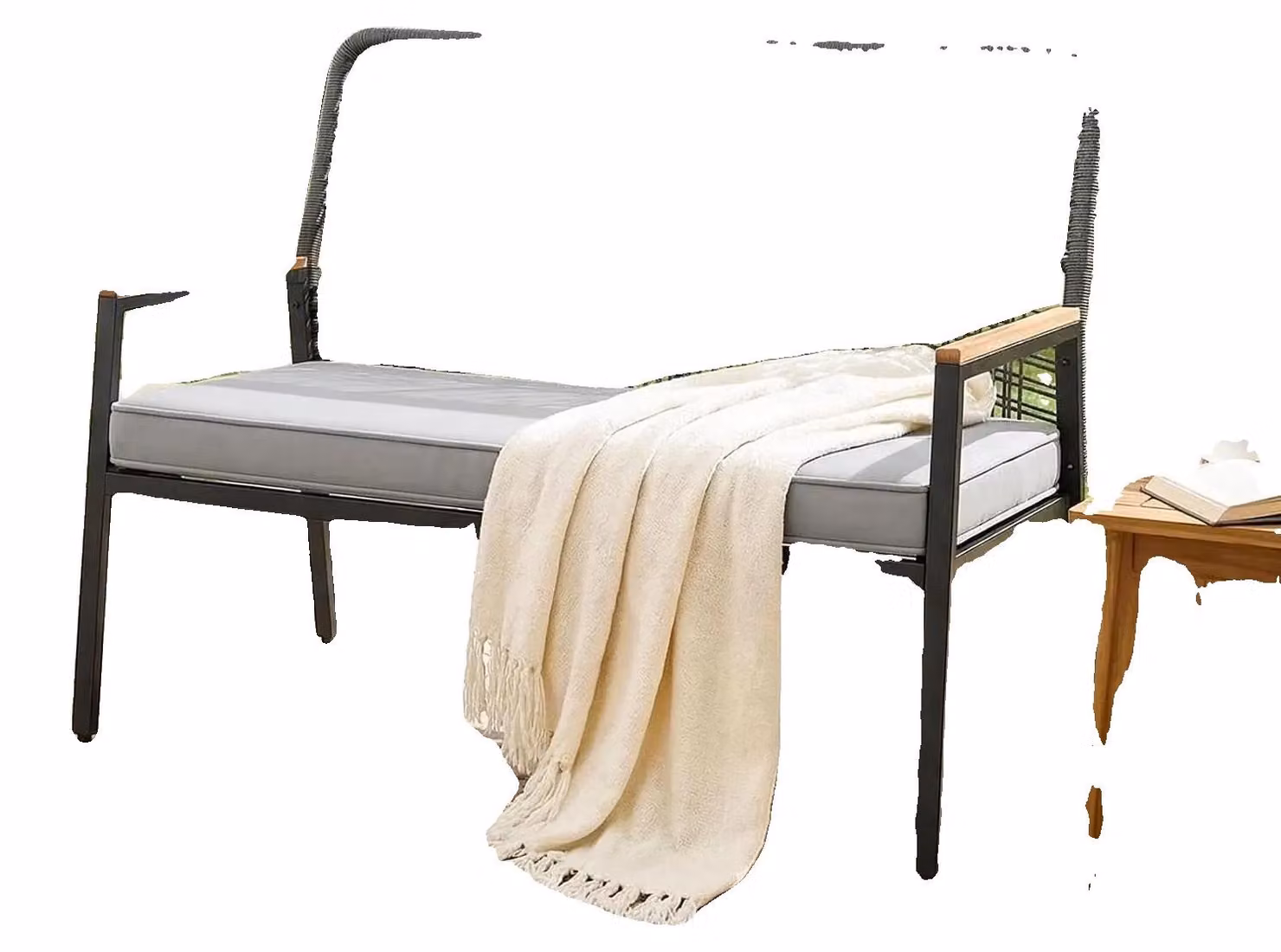 Panca da giardino, struttura resistente, seduta confortevole, colore grigio scuro