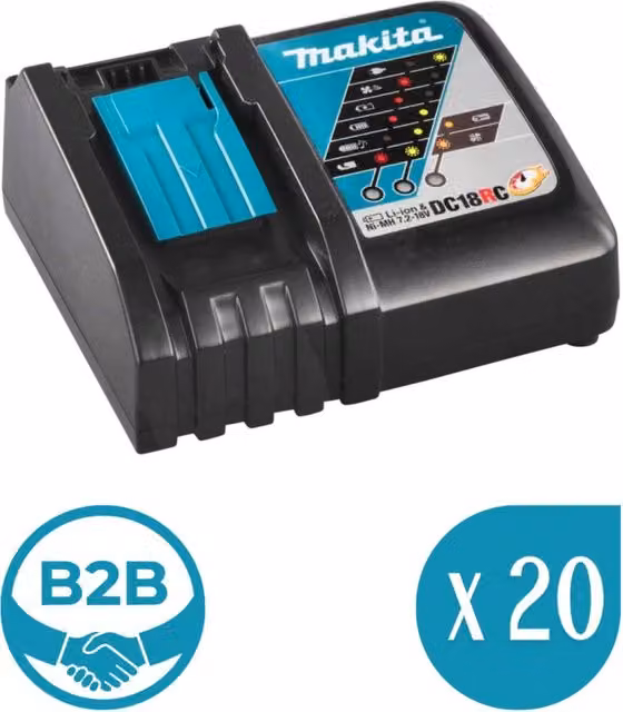 Confezione da 20 caricabatterie Makita DC18RC colore nero – 1