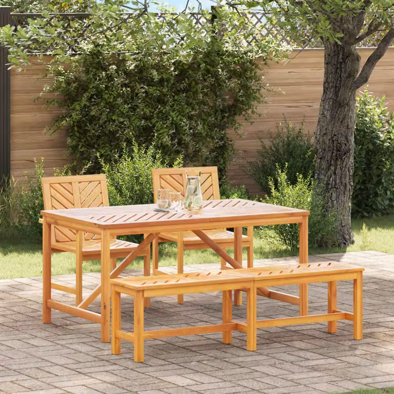 Set da pranzo per giardino e terrazzo vidaXL in legno di acacia marrone, composto da 4 pezzi