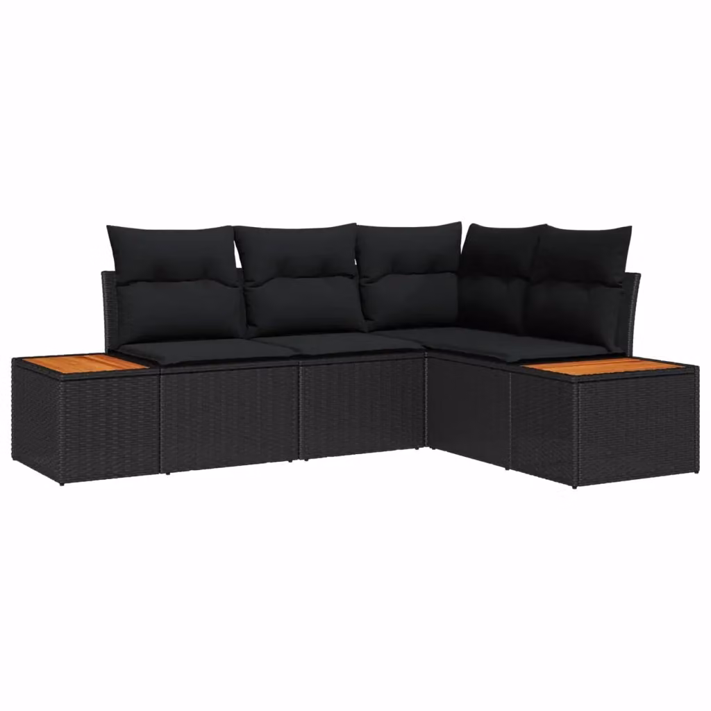Set Divano da Giardino a L vidaXL 4 posti con Cuscini e Tavolino Nero – 2