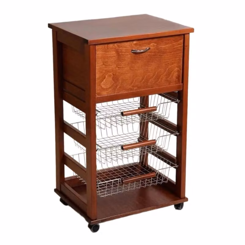 Carrello portapane Vesuvio Effezeta Italia in legno ciliegio e metallo marrone con piano in faggio e ruote H: 85 cm, L: 49 cm, P: 39 cm – 2