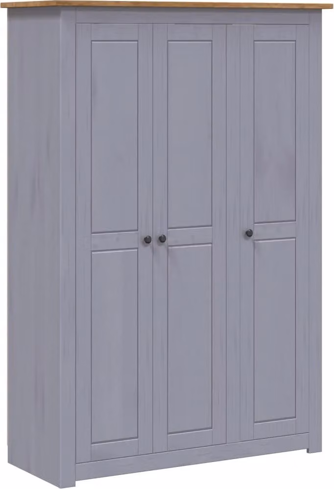 Armadio a 3 Ante Grigio 118x50x171,5cm in Pino Panama Range