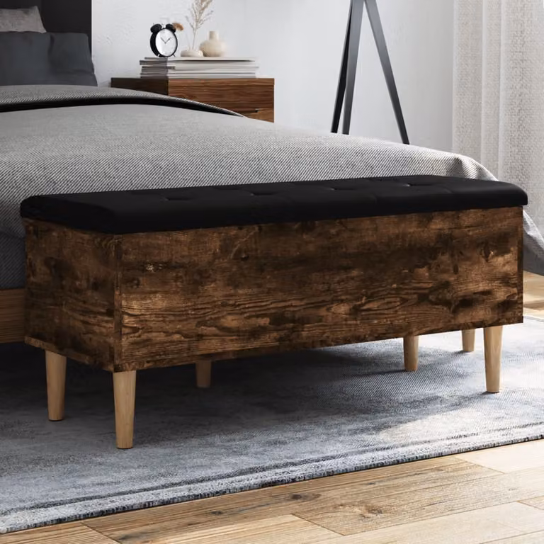 Panca portaoggetti moderna vidaXL in legno rovere e MDF, colore marrone e nero, L 102 x P 42 x H 46 cm