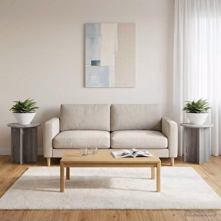 Set di 2 supporti per piante vidaXL in legno MDF, colore Grigio Sonoma, L/P/H: 40 x 40 x 40 cm