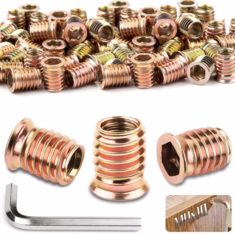 Set di 100 dadi a brug M4 x 10 mm con chiave a Esagono
