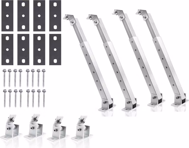 Supporto per moduli solari, design in alluminio regolabile, struttura di supporto stabile, 2 set