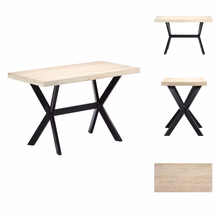vidaXL Tavolo da pranzo bianco 120x60x75 cm in legno massiccio di mango - Tavoli da pranzo