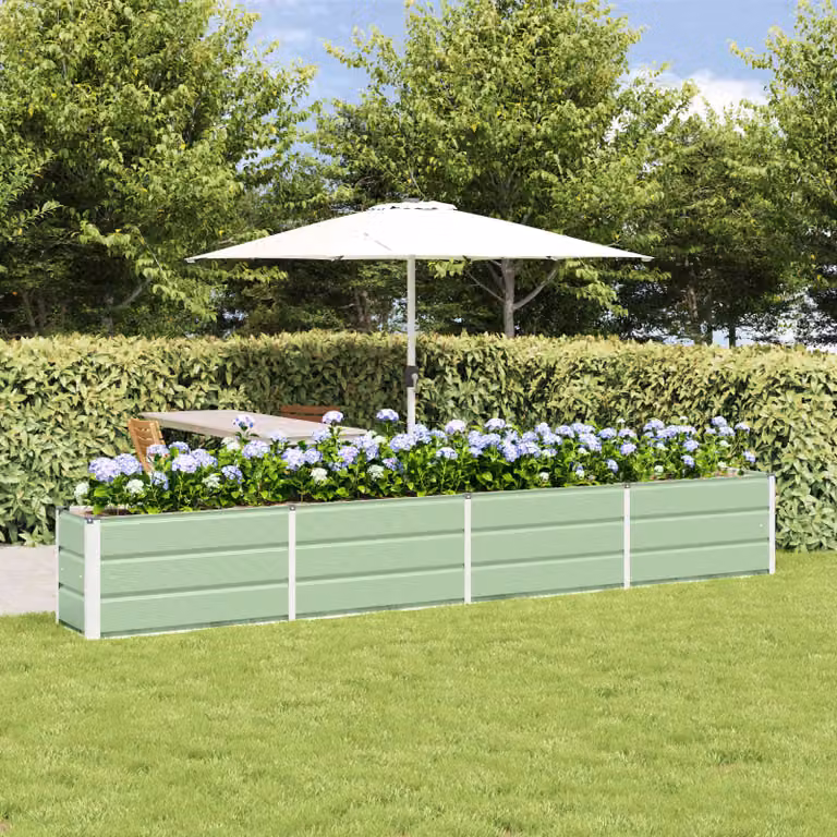 Fioriera verde vidaXL in acciaio e plastica L: 320 cm, P: 40 cm, H: 45 cm