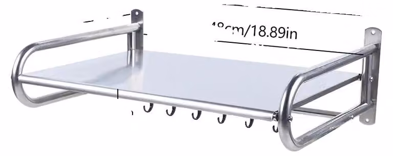 Ripiano per microonde, sistema di stoccaggio a parete, completo di ganci, colore grigio