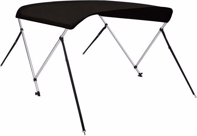 Bimini di Prua con Tendalino a 2 Archi Nero L/P/H: 180 x 130 x 110 cm