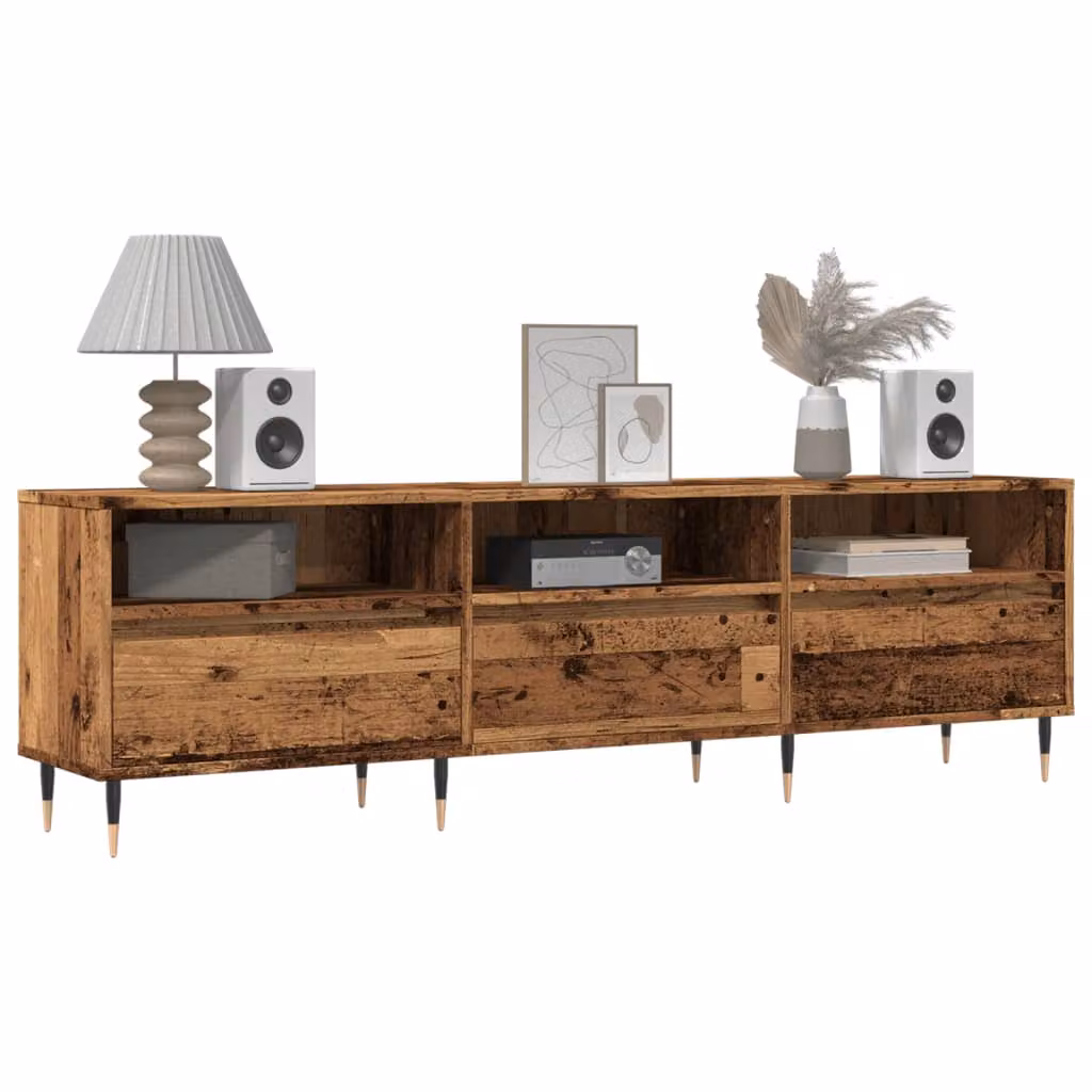 vidaXL Mobile Porta TV in Legno Antico Marrone con Ripiani per Soggiorno o Camera da Letto L: 150 cm, P: 30 cm, H: 44,5 cm