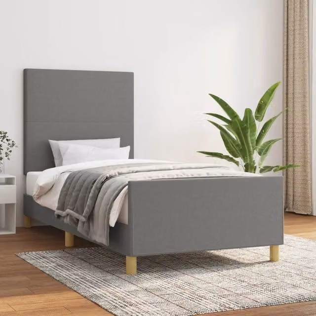 Giroletto senza materasso vidaXL in tessuto grigio con struttura in legno e doghe fisse L/P: 100 x 200 cm