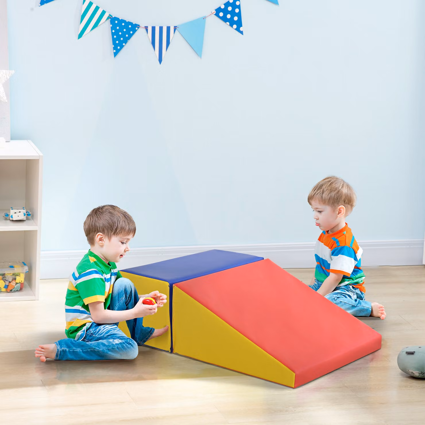Set di 7 blocchi di costruzione morbidi in schiuma HOMCOM per bambini, Multicolore, L/P/H: 50 x 50 x 25 cm – 2