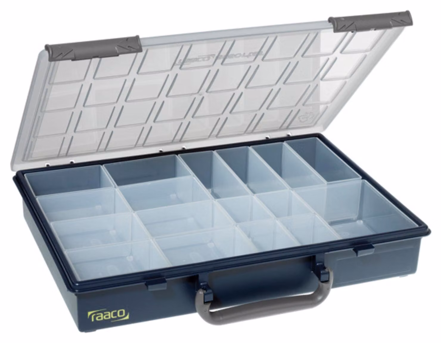 Omgoods - Contenitore organizer con 55 scomparti e 17 vaschette estraibili - 26,1 x 33,8 x 5,7 cm