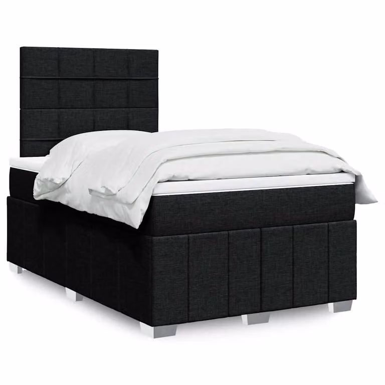vidaXL Letto Ibrido Moderno con Struttura Imbottita e Materasso in Tessuto Nero e Bianco L/P/H: 120 x 200 cm