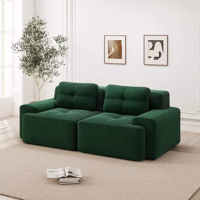 Divano Modulare Boneless ¨C Xylo ¨C Velluto a Coste, Verde, Loveseat