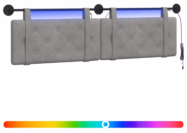 Testiera sospesa Con luce LED Grigio Chiaro Velluto