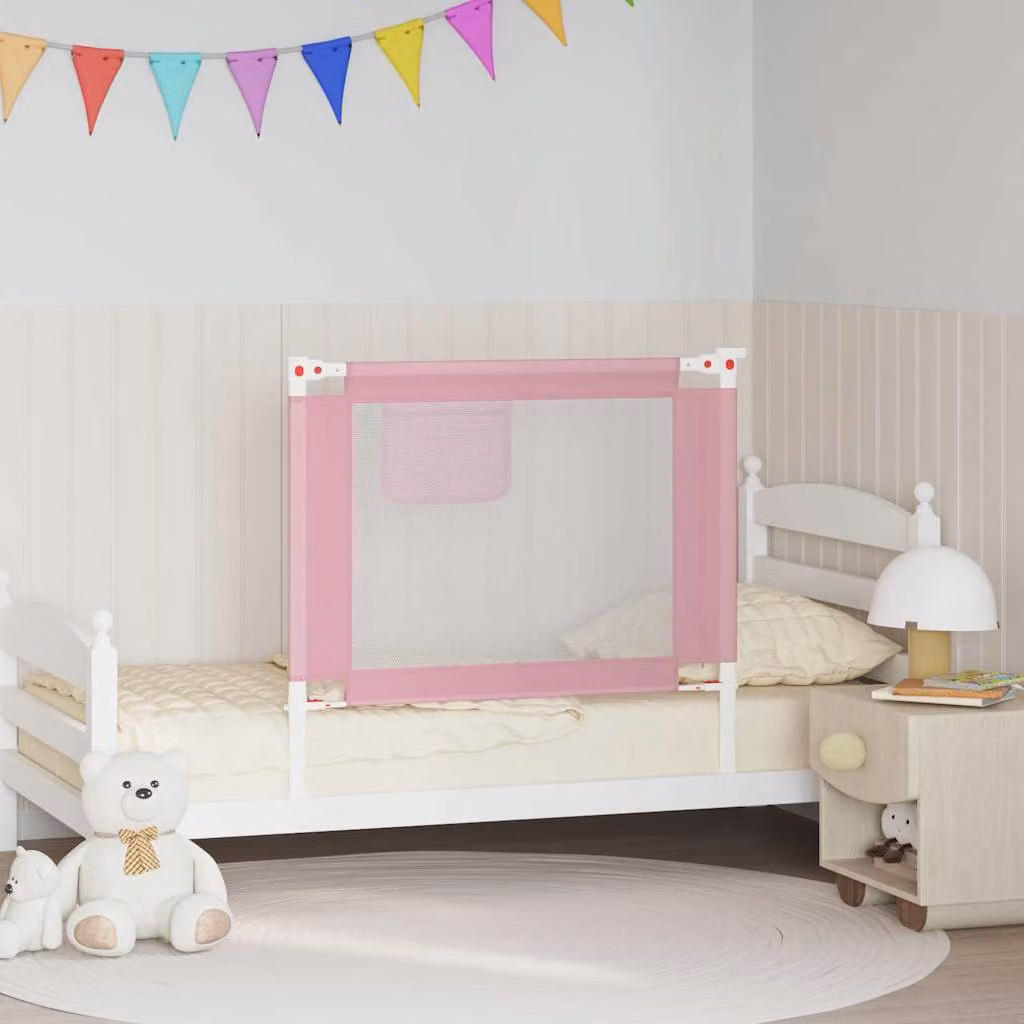 Sponda Letto di Sicurezza per Bambini vidaXL Rosa in Tessuto e Metallo L: 90 cm, H: 25 cm