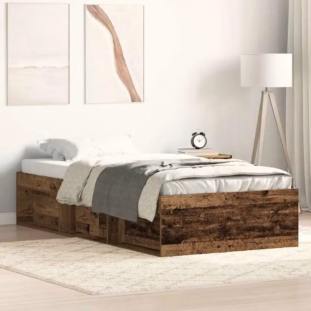 Letto con contenitore e scomparti laterali vidaXL in legno di pino marrone L/P/H: 200 x 100 x 35 cm – 1