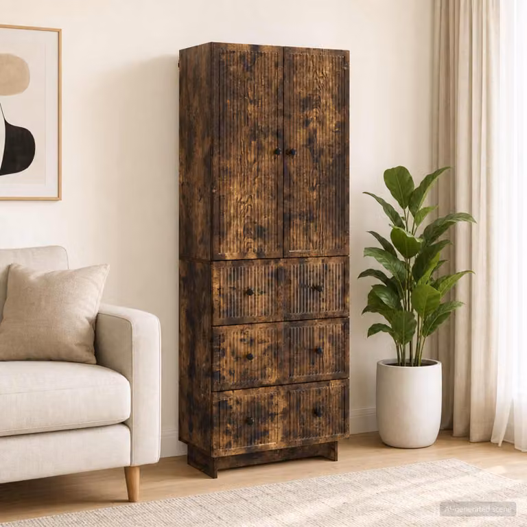 Set di 2 armadi a muro vidaXL in legno e MDF marrone con cassetti e ripiani interni L/P/H: 90 x 34,5 x 66 cm