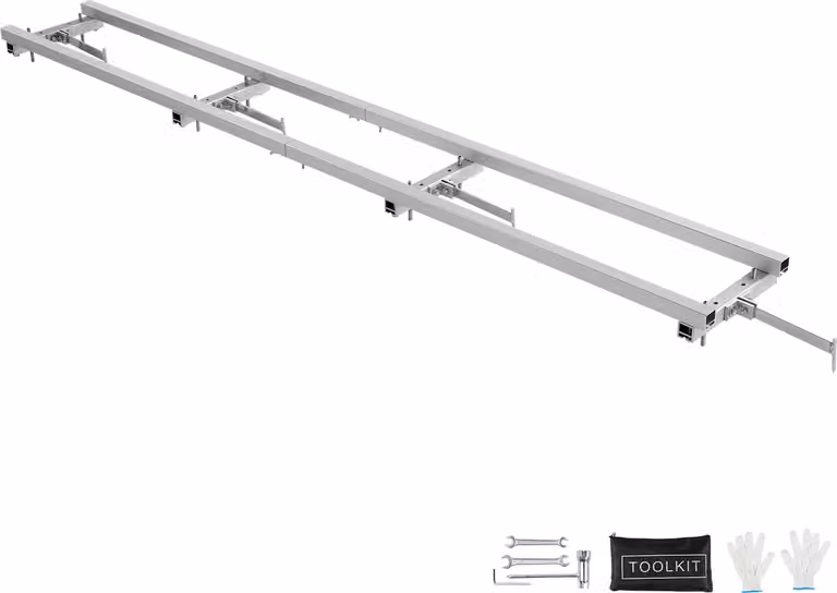SucceBuy Sistema di guide per frese a 9 piedi, guida per frese in alluminio regolabile con 4 set di barre trasversali per frese per motosega, ideale per costruttori e falegnami