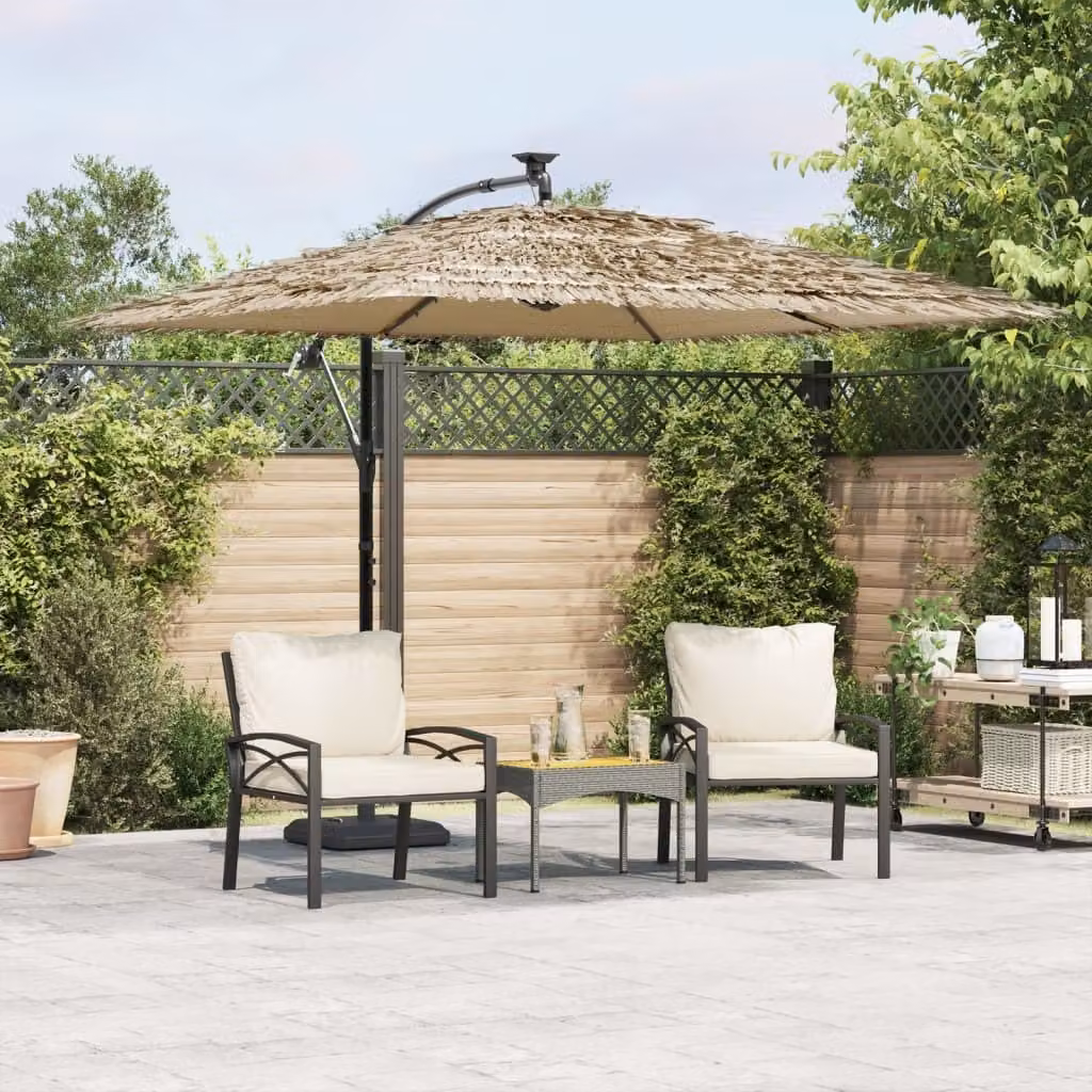 Maison Exclusive - Ombrellone con luci LED e palo in acciaio, color marrone, dimensioni 269x269x235 cm
