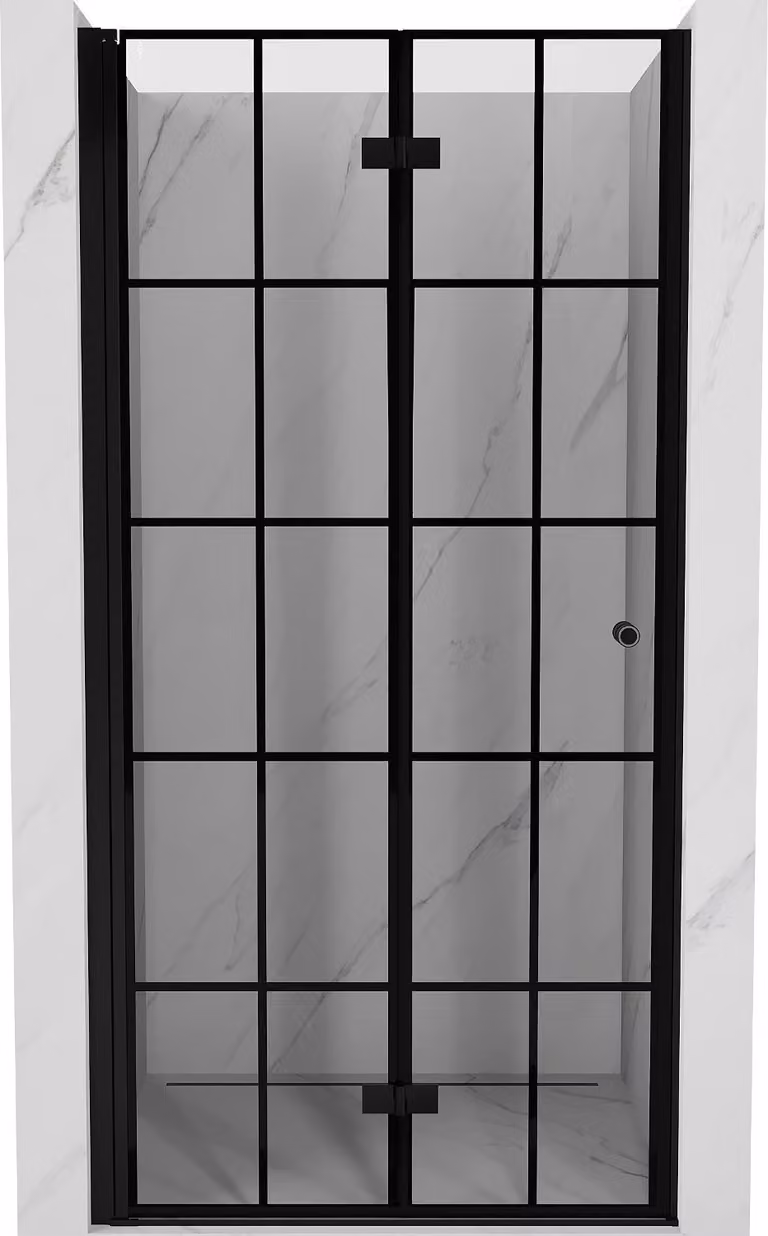 Mexen Mist-F porta doccia pieghevole sinistra 100 cm, griglia nera, nero - 8A6-100-000-70-77-L