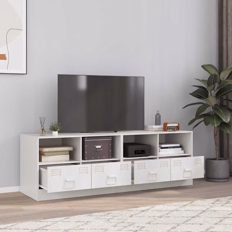 Set di 2 mobili TV moderni vidaXL in acciaio bianco L 67 cm x P 39 cm x H 44 cm