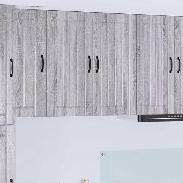 Pensile da cucina moderno vidaXL con ante scorrevoli in legno, Grigio, L: 80 cm, P: 31 cm, H: 80 cm