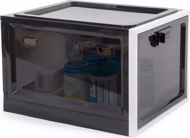 Contenitore per medicinali con serratura a combinazione Pieghevole nero