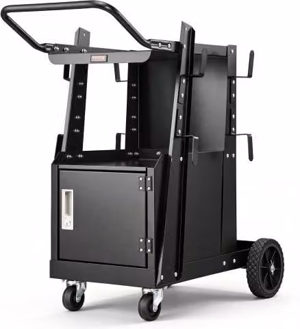 Carrello per Saldatura VEVOR Nero con 2 Ripiani, Armadio con Serratura Antifurto e Ruote, Capacità di Carico 80-120 kg per Attrezzatura MIG TIG ARC MMA