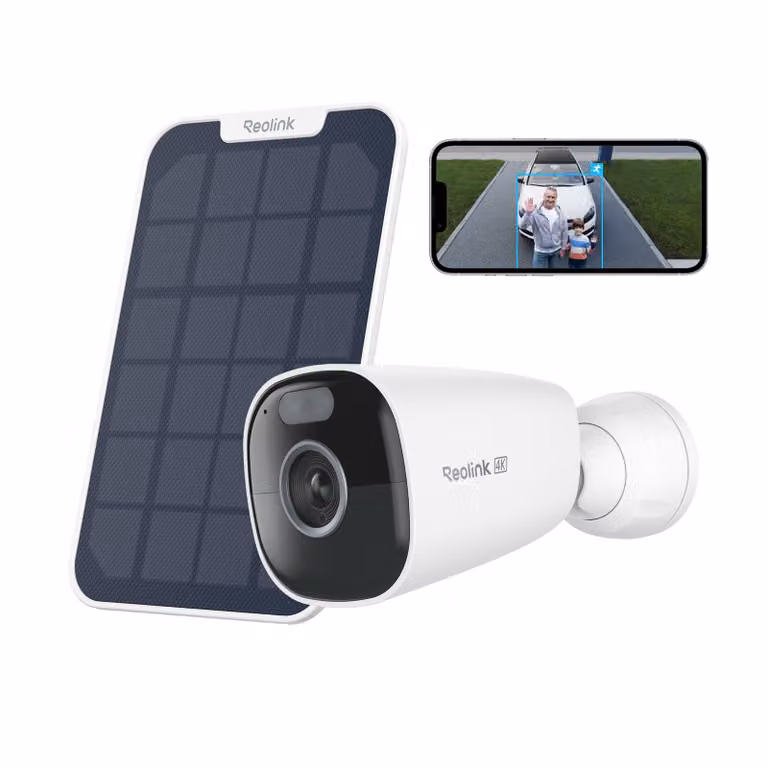 Telecamera di sorveglianza per esterni Reolink 4K 8MP a batteria/pannello solare, WiFi 5/2,4GHz, visione notturna a colori rilevamento di persone/veicoli/animali, allarme sonoro e luminoso