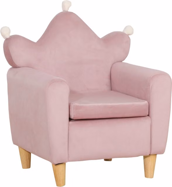 Poltrona per bambini HOMCOM in tessuto effetto velluto rosa con schienale a corona L/P/H: 50.2 x 41.9 x 57.8 cm