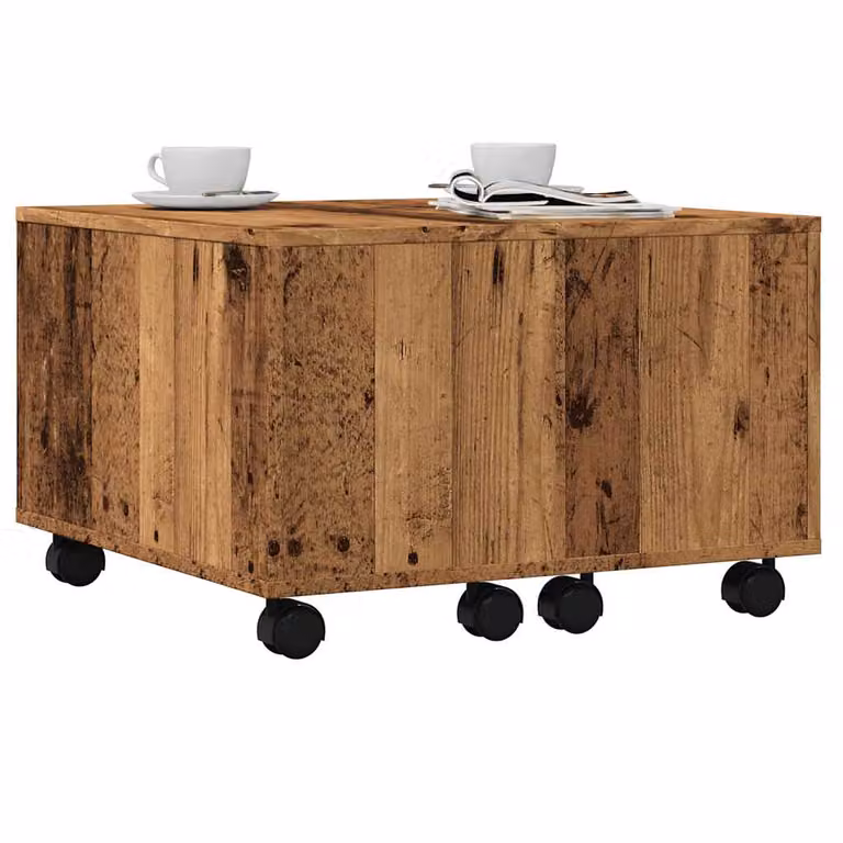 vidaXL Tavolino da Salotto Quadrato in Legno Antico Marrone L/P/H: 60 x 60 x 38 cm